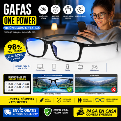 👓 LENTES ONE POWER™ - Lentes Bifocales 2 en 1 para Cerca y Lejos